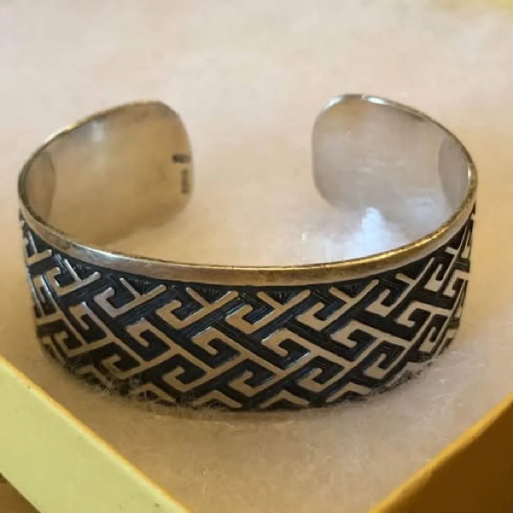 Rare Vintage Silpada Sterling Silver Aztec Design Cuff Bracelet B1165 - Picture 6 of 16